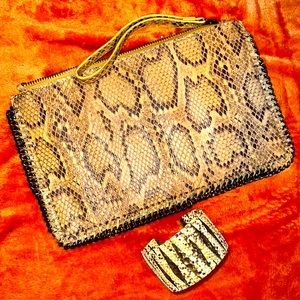 Brand-new BAG. Super cute MANGO snake skin set. Handbag/bracelet